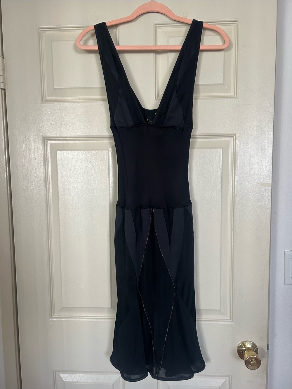 Just cavalli plunge midi dress with sheer paneling